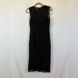 Dolce & Gabbana Black Floral Lace Midi Dress